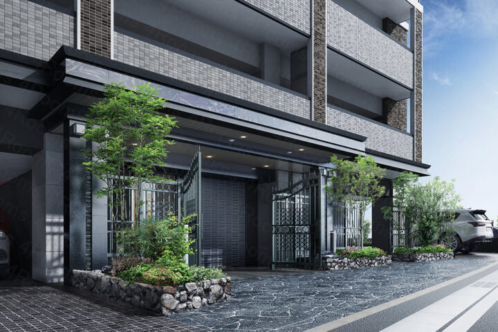 マンション_アプローチ（ファサード）_CGパース