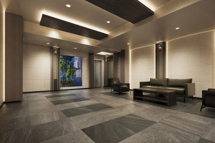 マンション_エントランスホール_CGパース