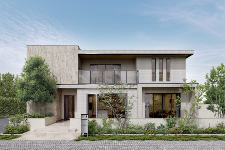 【2D植栽】戸建て住宅外観CGパース