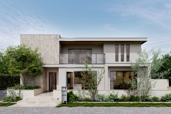 【3D植栽CGパース】戸建て住宅外観