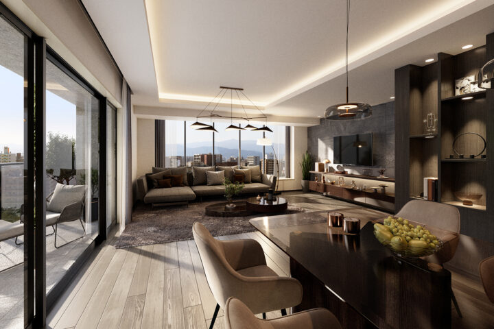 マンション_内観（リビング/ダイニング）CGパース