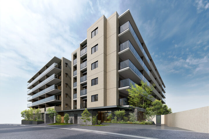 最新3Dソフトに更新しましたので「マンション_外観CGパース」の制作事例を制作しました